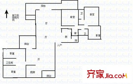 保利高爾夫公館 4室 戶(hù)型圖