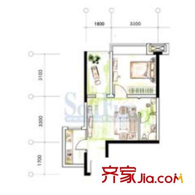宏信南開蓓蕾城戶型圖A-B 1室 戶型圖 1室1廳1衛(wèi)1廚