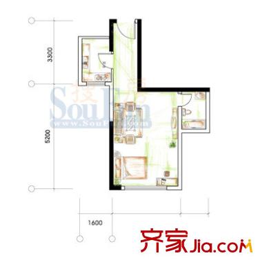 宏信南開蓓蕾城戶型圖A-D 1室 戶型圖 1室1衛(wèi)1廚