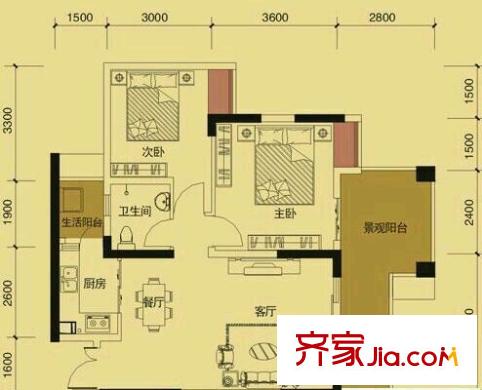 耐德佳苑 2室 戶型圖