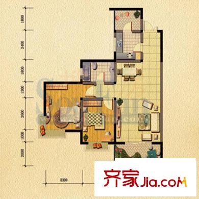 渝中名郡戶型圖戶型圖4 2室2廳1衛(wèi)1廚