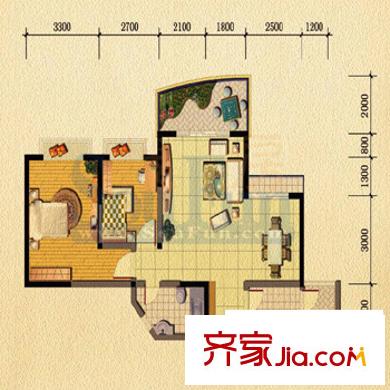 渝中名郡戶型圖戶型圖5 2室2廳1衛(wèi)1廚