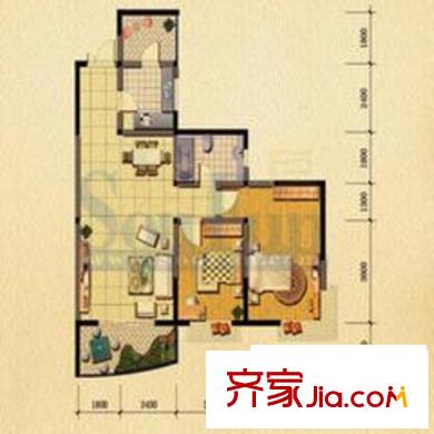 渝中名郡戶型圖戶型圖2 2室2廳1衛(wèi)1廚
