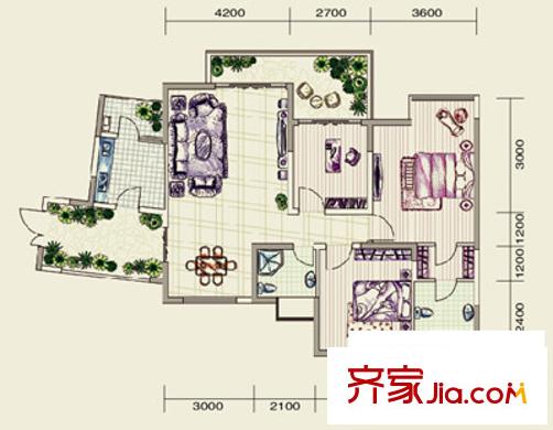 尚源印象戶型圖K型6號-01 3室2廳2衛(wèi)1廚