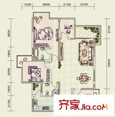 尚源印象戶型圖L3型9號-03 3室2廳2衛(wèi)1廚