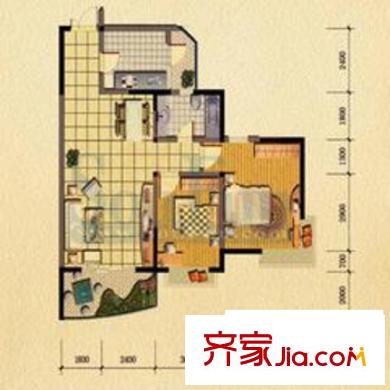 渝中名郡戶型圖戶型圖3 2室2廳1衛(wèi)1廚