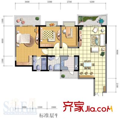渝中名郡戶型圖戶型圖8 3室2廳2衛(wèi)1廚