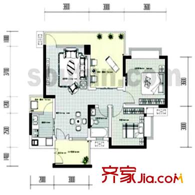 鵬潤藍海戶型圖C-4/5-A（已售完） 2室2廳1衛(wèi)1廚