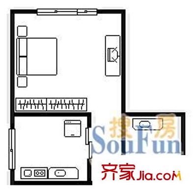 世紀(jì)銀河 1室 戶型圖