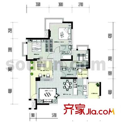 鵬潤(rùn)藍(lán)海 4室 戶型圖
