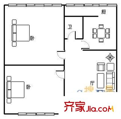 枇杷山正街小區(qū) 2室 戶型圖