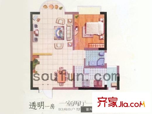 萬友康年國際公寓戶型圖戶型圖4 1室2廳1衛(wèi)