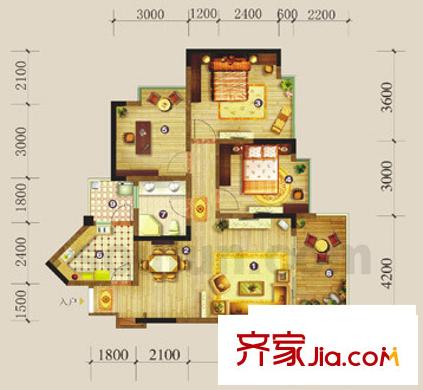 豐業(yè)御景銘洲戶型圖A棟6號(hào)戶型 3室2廳2衛(wèi)1廚