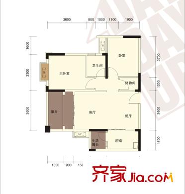 金科陽光小鎮(zhèn)天天向上戶型圖一期2棟3號8號戶型標(biāo)準(zhǔn)層 2室2廳1衛(wèi)1廚