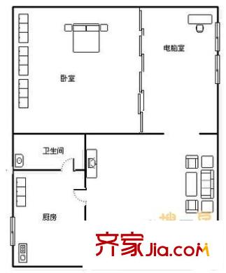 紅球壩 1室 戶型圖