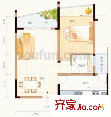 新城馨苑 3室 戶型圖