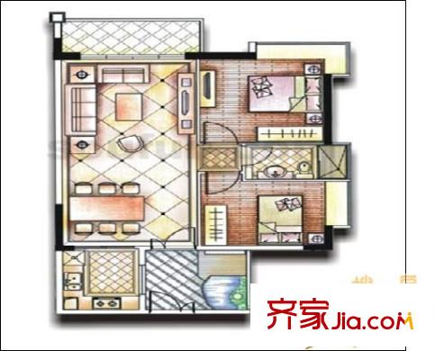 華新都市花園 2室 戶型圖