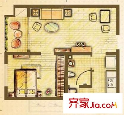 龍湖睿城瀾溪坊 1室 戶型圖