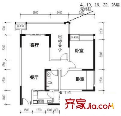 麗水菁苑戶型圖麗水箐苑 2室 戶型圖 2室1廳1衛(wèi)1廚