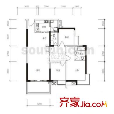 恒康麗景 3室 戶(hù)型圖