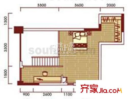 金城銀樽戶型圖A棟A戶型夾層 1室1廳