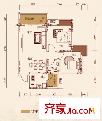 春語(yǔ)江山一期7號(hào)樓標(biāo)準(zhǔn)層5號(hào)戶型 2室2廳1衛(wèi)1廚