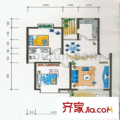 回龍?zhí)m湖天戶型圖戶型圖 2室2廳1衛(wèi)1廚