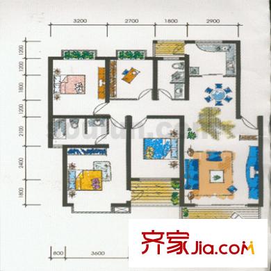 回龍?zhí)m湖天戶型圖戶型圖 4室2廳2衛(wèi)1廚