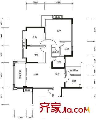 綠地翠谷勃朗廷戶型圖標(biāo)準(zhǔn)層06戶型 3室2廳2衛(wèi)1廚