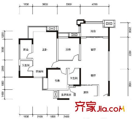 綠地翠谷勃朗廷戶型圖標(biāo)準(zhǔn)層03戶型 3室2廳2衛(wèi)1廚