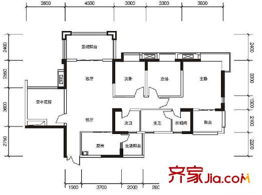 綠地翠谷勃朗廷戶型圖標(biāo)準(zhǔn)層05戶型 3室2廳2衛(wèi)1廚