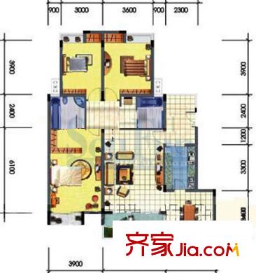 金科天湖美鎮(zhèn)戶型圖A-3戶型 3室2廳2衛(wèi)1廚