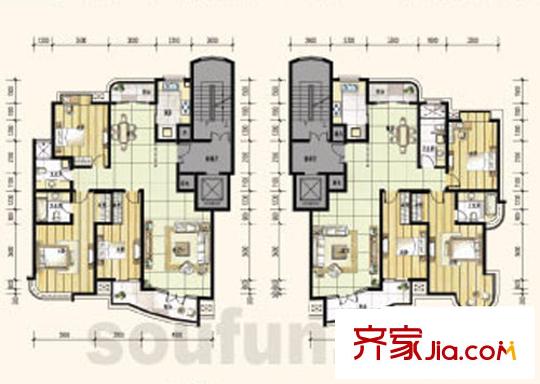 錦上華庭戶型圖16#B單元 3室2廳2衛(wèi)1廚