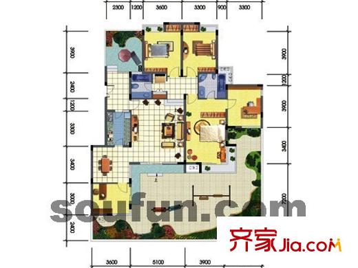 金科天湖美鎮(zhèn)戶型圖b-1錯層 5室2廳2衛(wèi)1廚