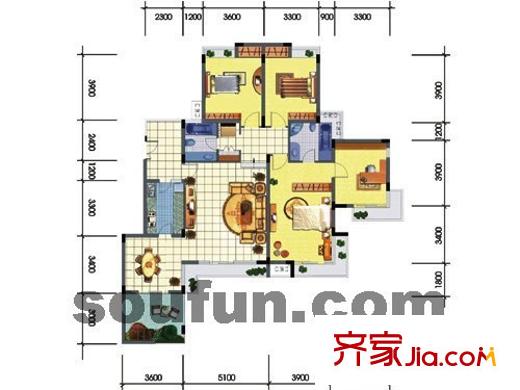 金科天湖美鎮(zhèn)戶型圖b-2錯層 4室2廳2衛(wèi)1廚