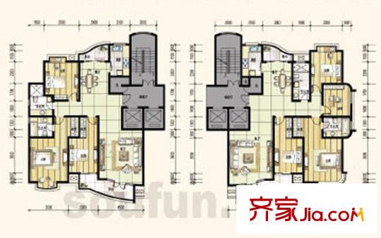 錦上華庭戶型圖17#B單元 3室2廳2衛(wèi)1廚