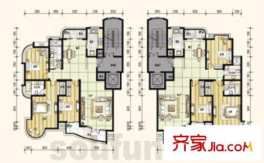 錦上華庭戶型圖17#A單元 3室2廳2衛(wèi)1廚
