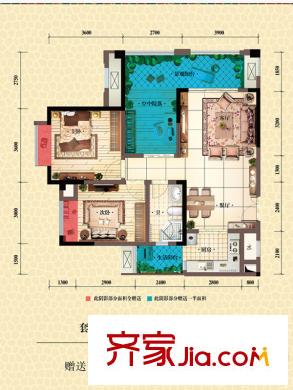 中渝梧桐郡梧桐公館戶型圖一期C2號樓標(biāo)準(zhǔn)層套內(nèi)78平米戶型 3室2廳1衛(wèi)1廚