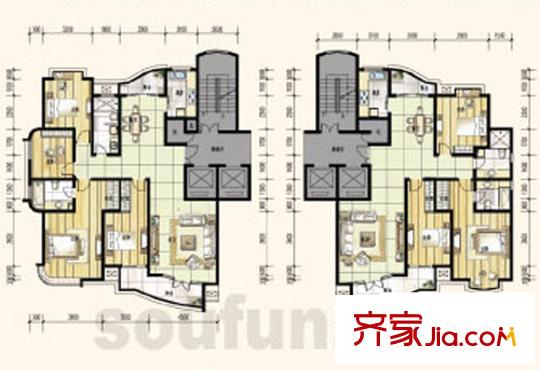 錦上華庭戶型圖16#A單元 4室2廳2衛(wèi)1廚