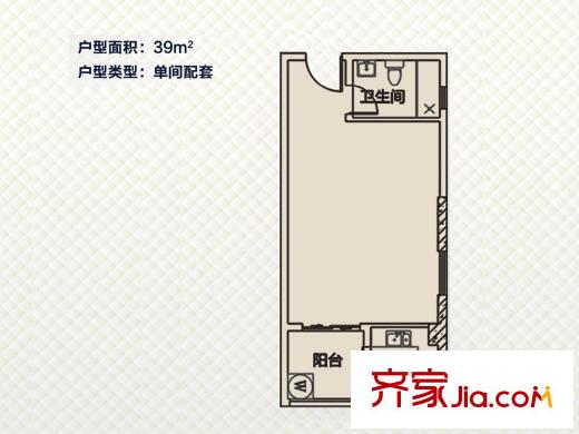 珠江國(guó)際戶型圖三期B4棟標(biāo)準(zhǔn)層標(biāo)準(zhǔn)戶型 1廳1衛(wèi)1廚