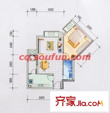 旭東家天下戶型圖G型家樂居 1室2廳1衛(wèi)1廚