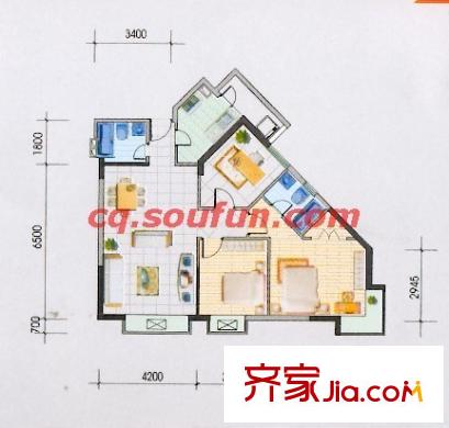 旭東家天下戶型圖D型家和居 3室2廳2衛(wèi)1廚