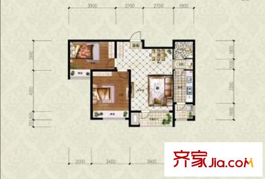保利香檳花園B區(qū) 2室 戶型圖