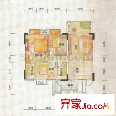 保利香檳花園B區(qū) 3室 戶型圖