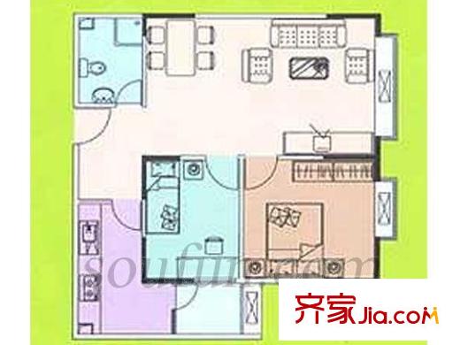 旭東家天下戶型圖戶型圖 2室2廳1衛(wèi)1廚