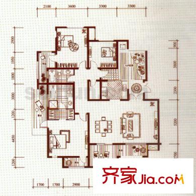龍湖弗萊明戈戶型圖D2-6型 3室2廳2衛(wèi)1廚