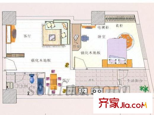 美力?com戶型圖美力.com  1 1室2廳1衛(wèi)1廚