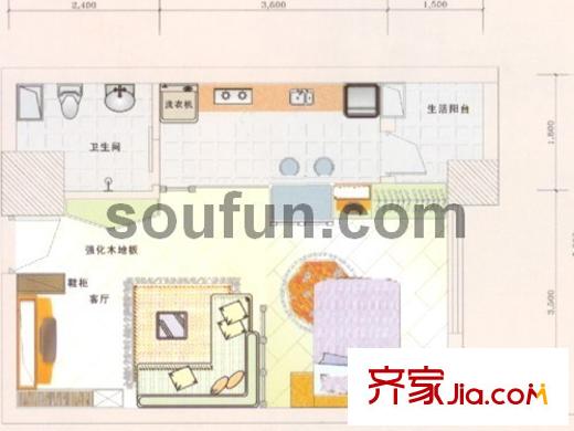 美力?com戶型圖美力.com  18號房 1室1廳1衛(wèi)1廚