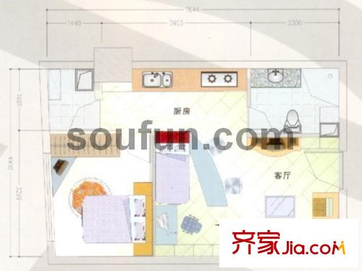 美力?com戶型圖美力.com  21號房 2室1廳1衛(wèi)1廚