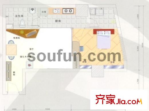 美力?com戶型圖美力.com  12號(hào)房 1室1廳1衛(wèi)1廚